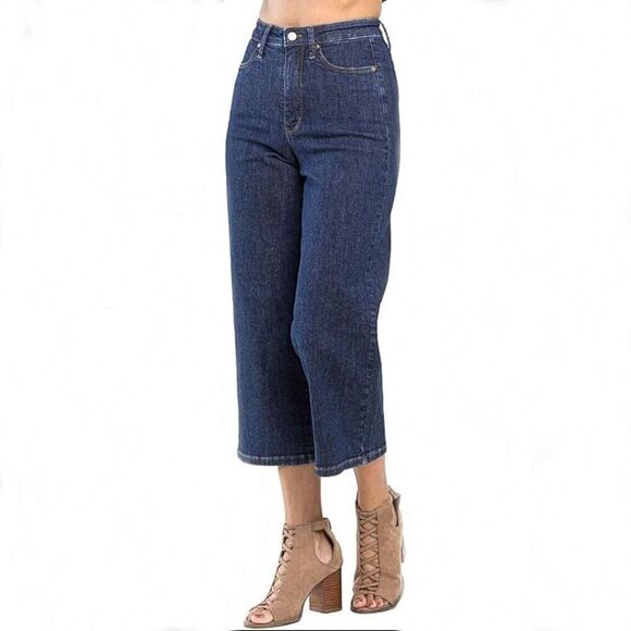 Judy Blue Denim - Judy Blue Women's High Rise Tummy Control Classic Crop Wide Leg Jeans NWT 11/30